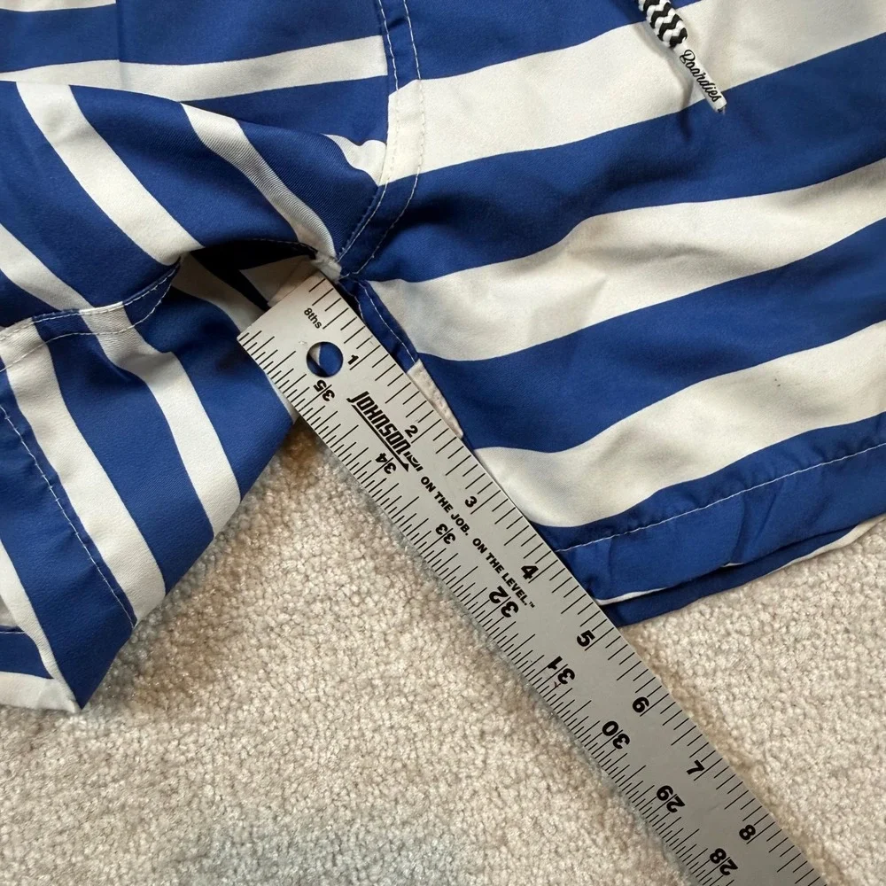 Boardies Swim Trunks Mens Medium Blue White Striped Drawstring Mesh Lining